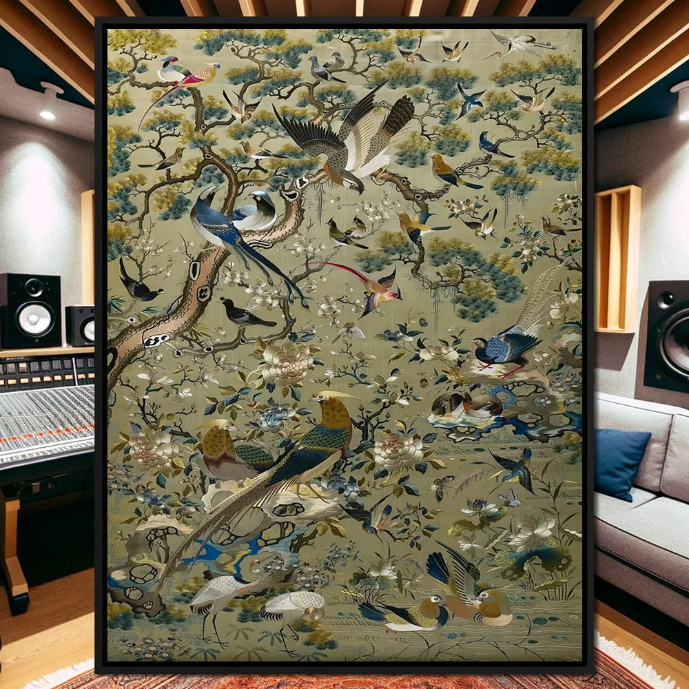 Medieval Bird Floral Print
