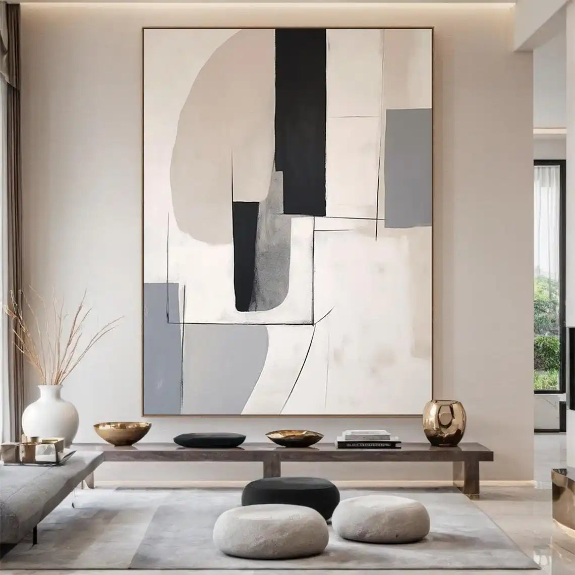 Beige Abstract Canvas Art