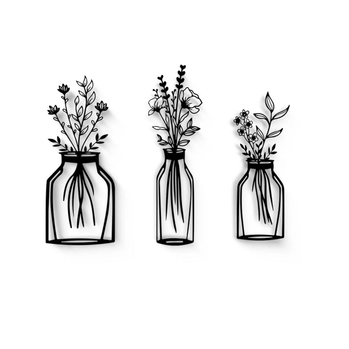 Black Floral Metal Decor