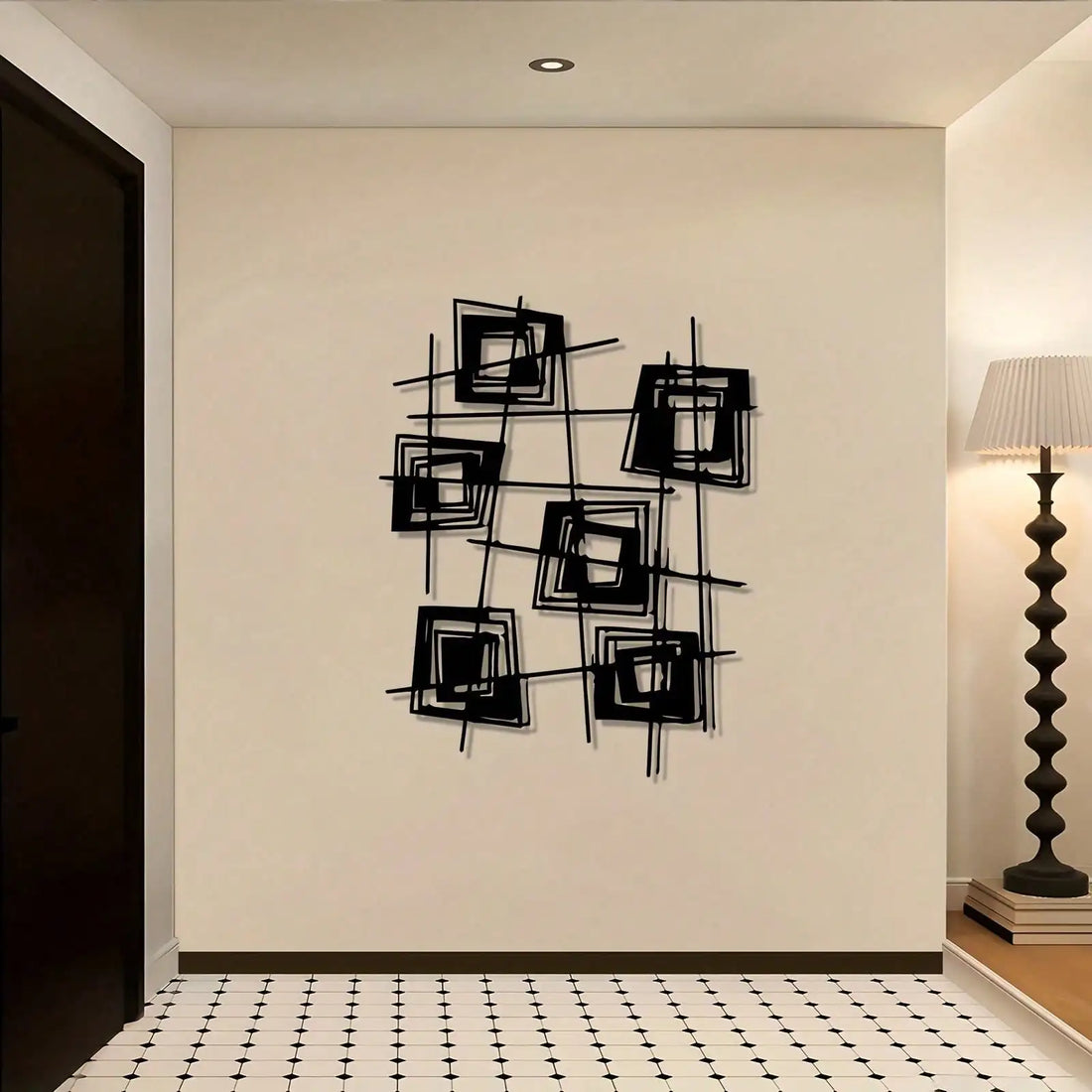 Minimal Geometric Iron Mural