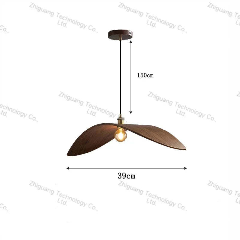 Modern Minimalist Retro Walnut Colored LED Chandelier Pendant Lamp Study Homestay Restaurant Atmosphere Lights