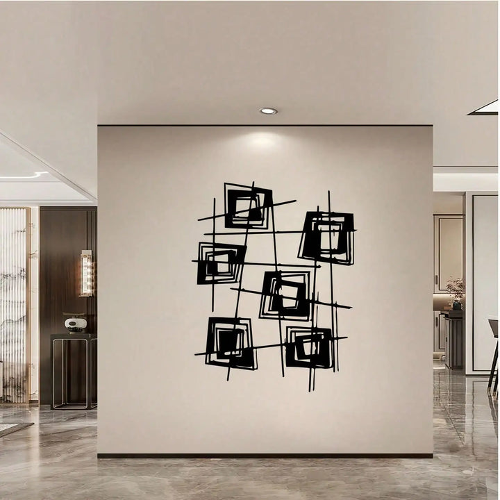 Minimal Geometric Iron Mural