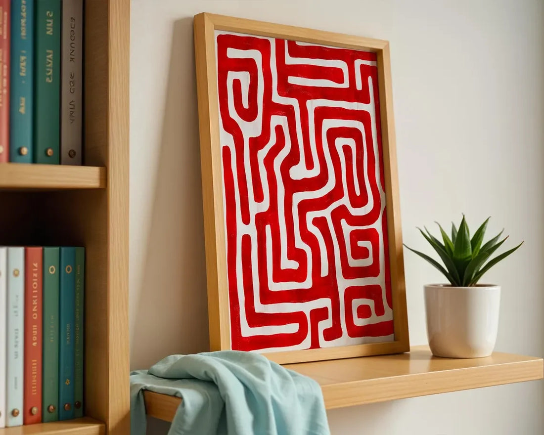 Cherry Red Maze Print