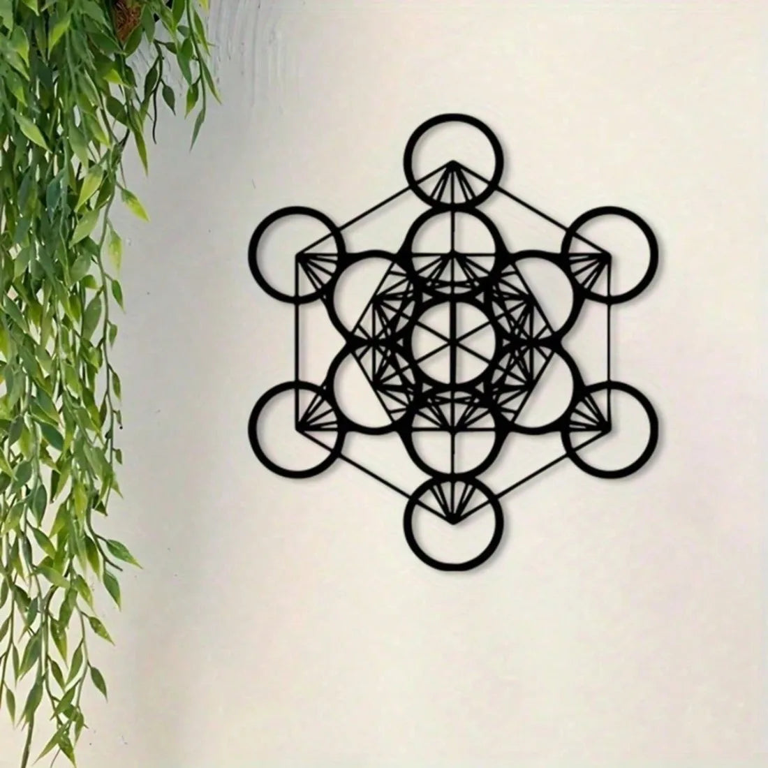 Metatron Cube Metal Wall Art Sacred Geometry Vintage Iron Mural Home Decor