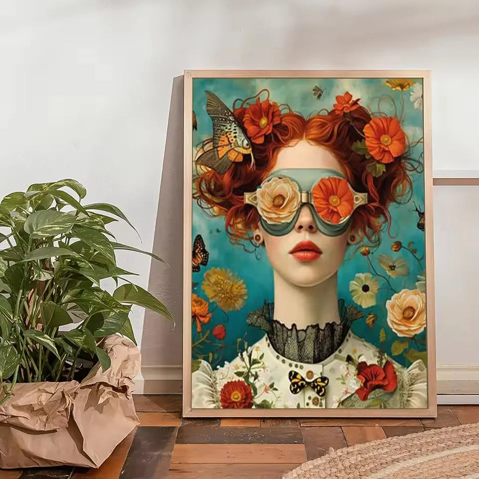 Boho Floral Woman Canvas