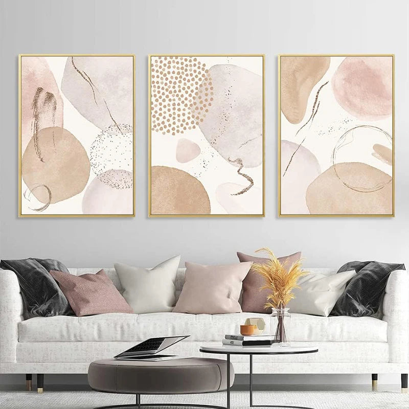 Beige Geometric Canvas Art
