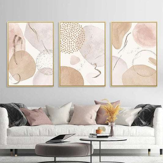 Beige Geometric Canvas Art