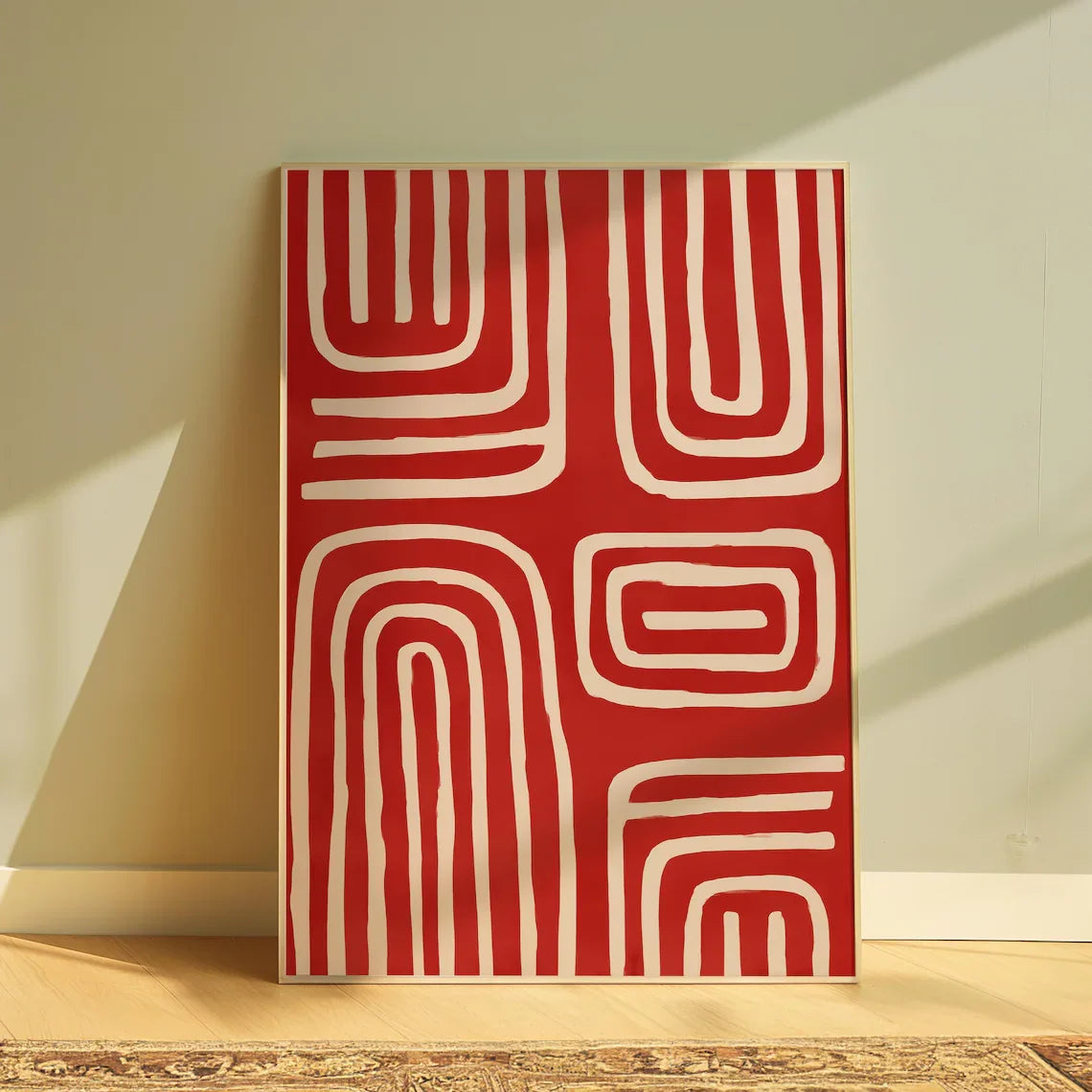Cherry Red Maze Print
