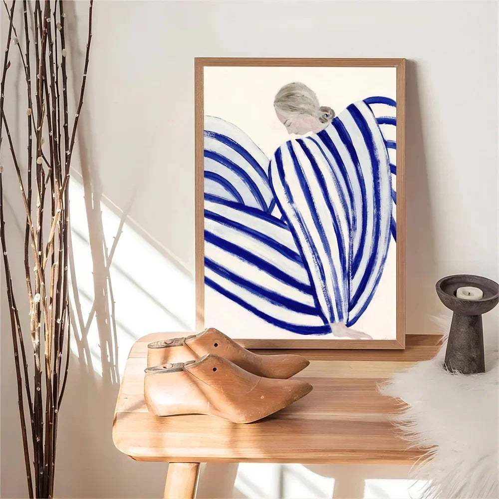 Abstract Line Geometry Curve Girl Posters Modern Classic Vintage Poster Wall Art Retro Canvas Ptint Painting Living Room Decor