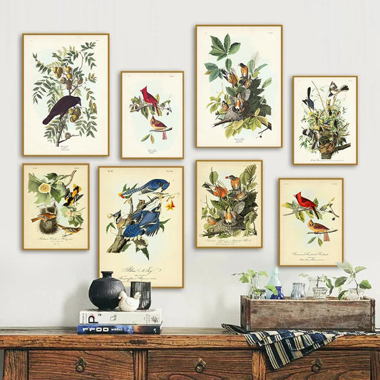 Vintage Bird Botanical Canvas