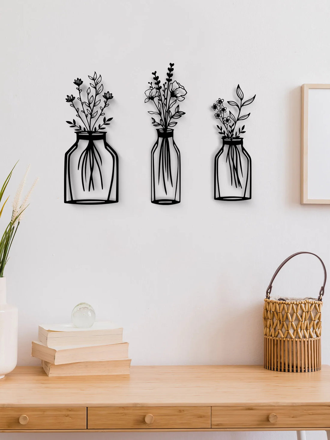Black Floral Metal Decor
