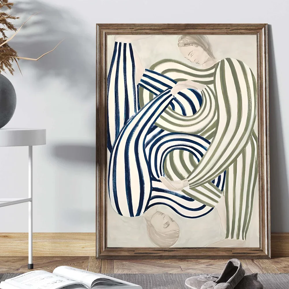 Abstract Line Geometry Curve Girl Posters Modern Classic Vintage Poster Wall Art Retro Canvas Ptint Painting Living Room Decor