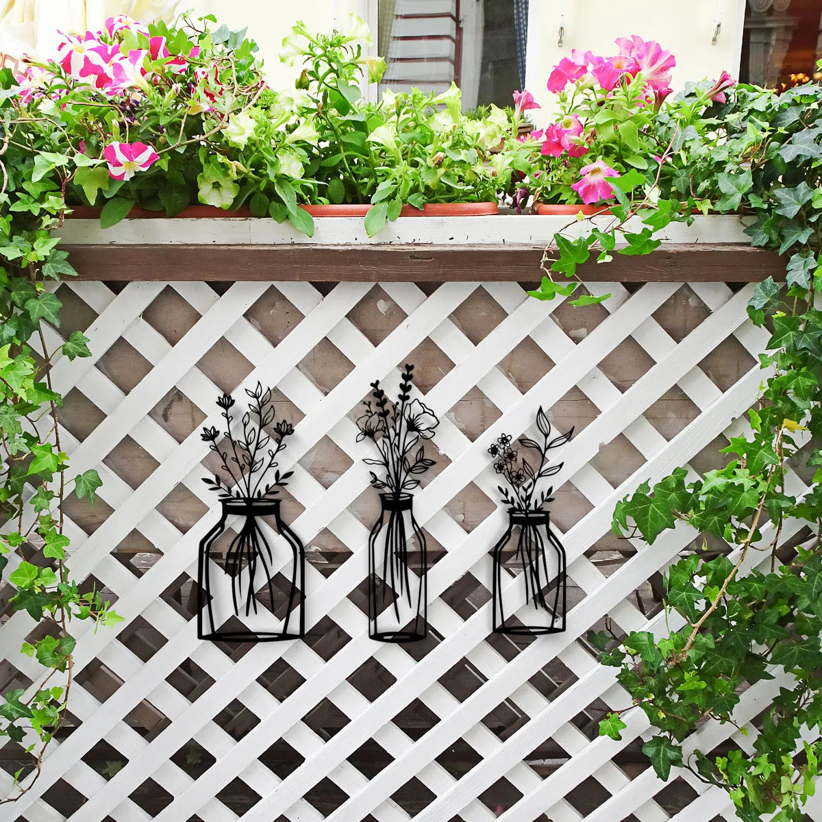 Black Floral Metal Decor