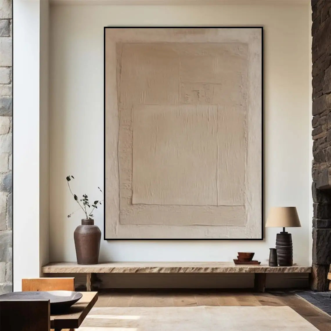 Beige Abstract Canvas Art