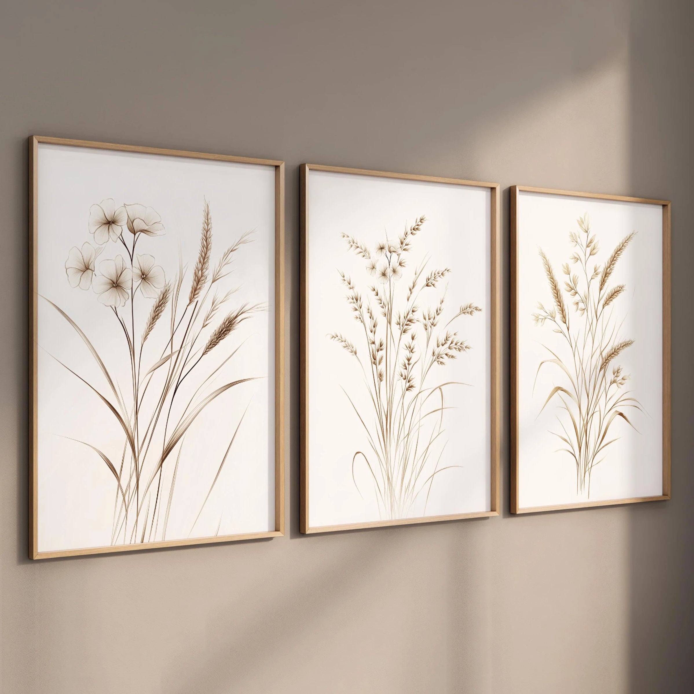 Beige Botanical Print Set