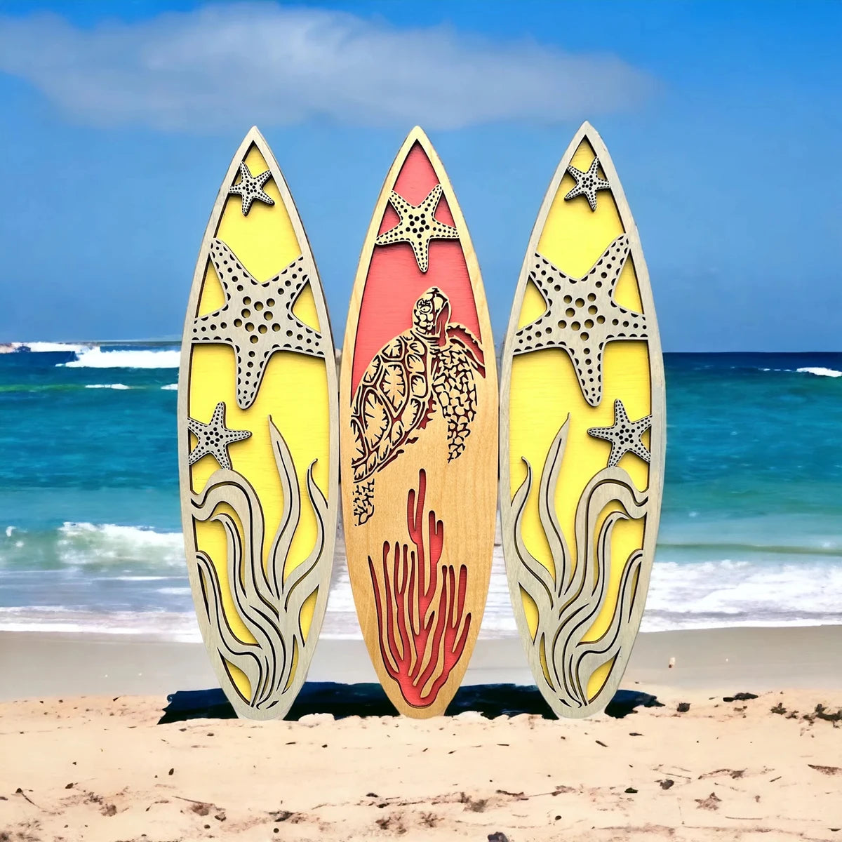 Wooden Surfboard Wall Decor