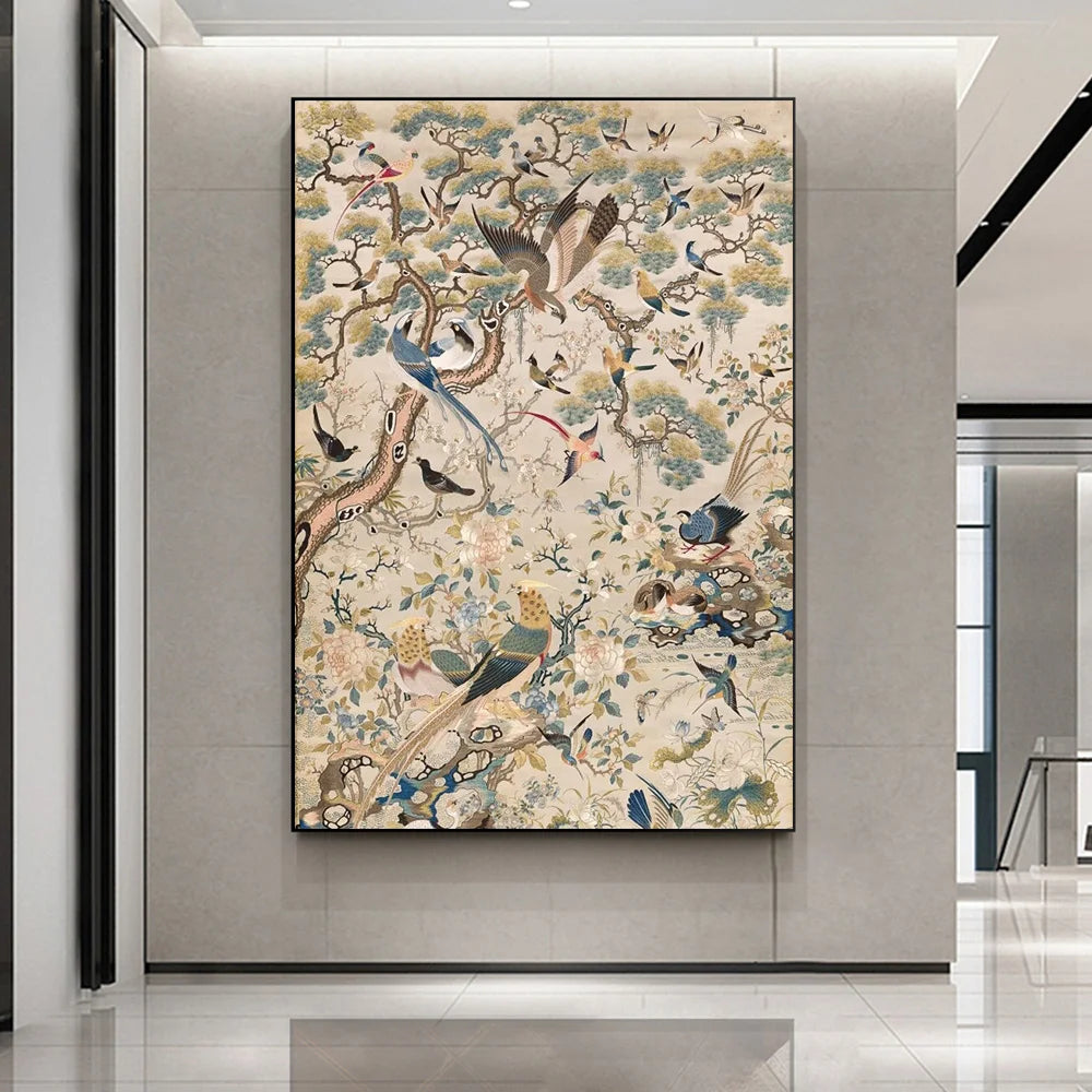 Medieval Bird Floral Print