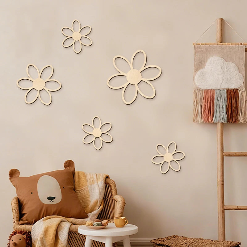 Wooden Daisy Wall Stickers