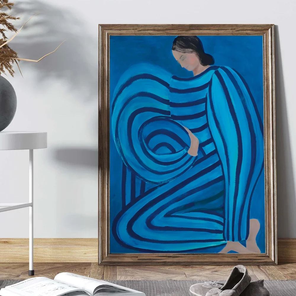 Abstract Line Geometry Curve Girl Posters Modern Classic Vintage Poster Wall Art Retro Canvas Ptint Painting Living Room Decor