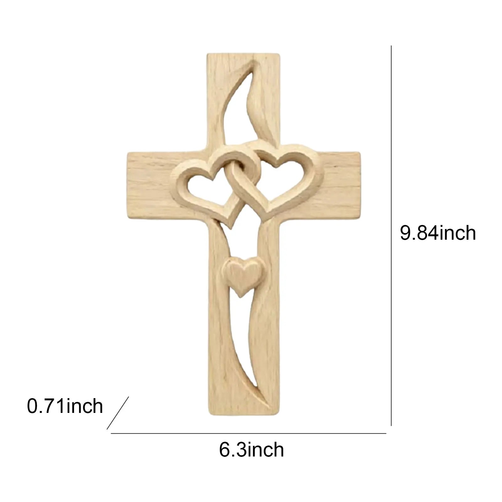 Handcarved Wooden Heart Cross