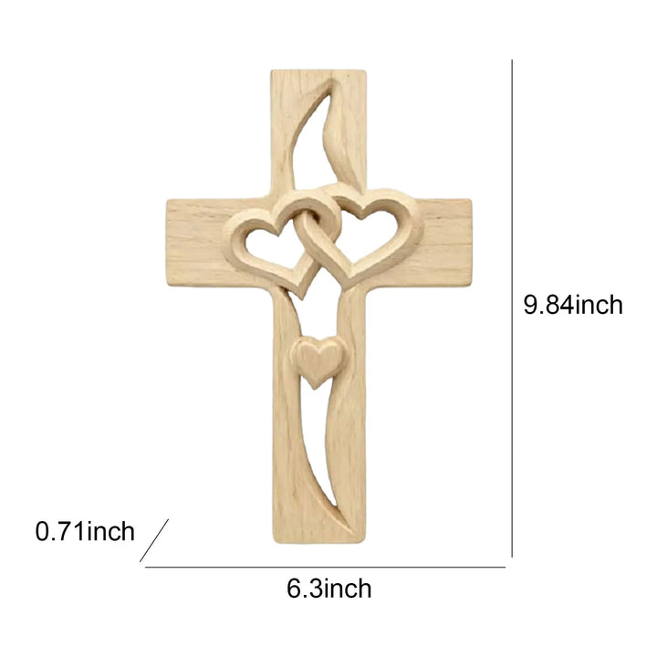 Handcarved Wooden Heart Cross