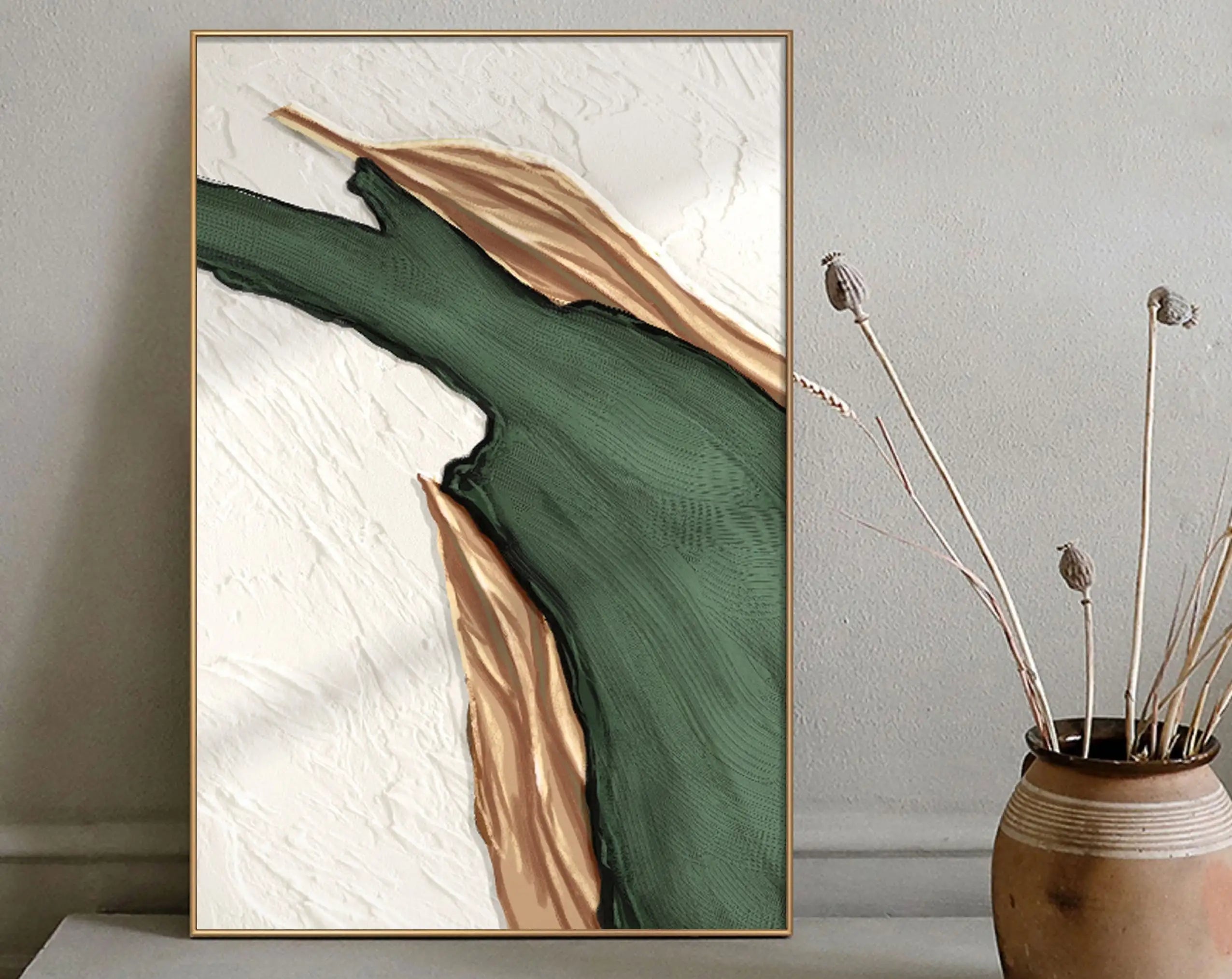 Gold Green Abstract Canvas