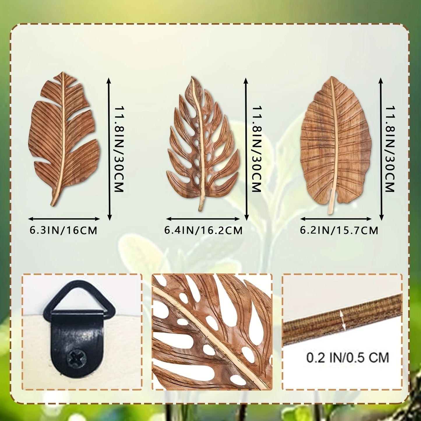 Wooden Jungle Leaf Decor