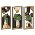 3pcs Boho style Hollow Wood Retro Rustic Leaf Pattern Wall Hanging Art Living Room Bedroom Wall Hanging Home Decoration