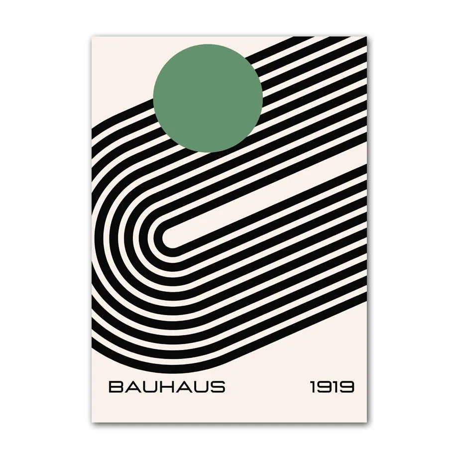 Bauhaus Green Color Block Lines Modern Abstract Poster Wall Art Canvas Painting Posters and Prints Picture for Living Room Decor