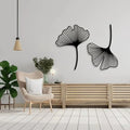 Ginkgo Leaves Metal Wall Art Set 2 Minimalist Line Art Natural Style Home Decor Bedroom Accents