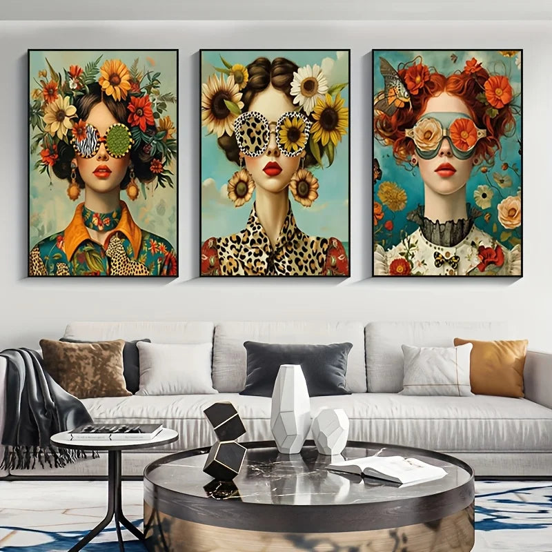 Boho Floral Woman Canvas