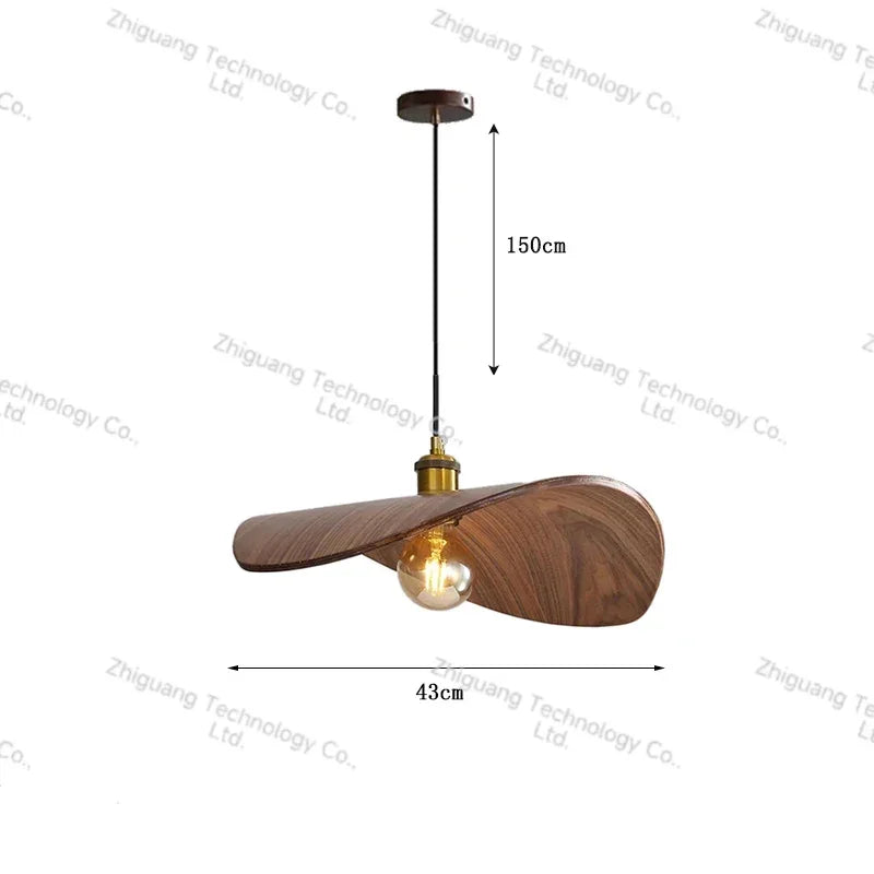 Modern Minimalist Retro Walnut Colored LED Chandelier Pendant Lamp Study Homestay Restaurant Atmosphere Lights