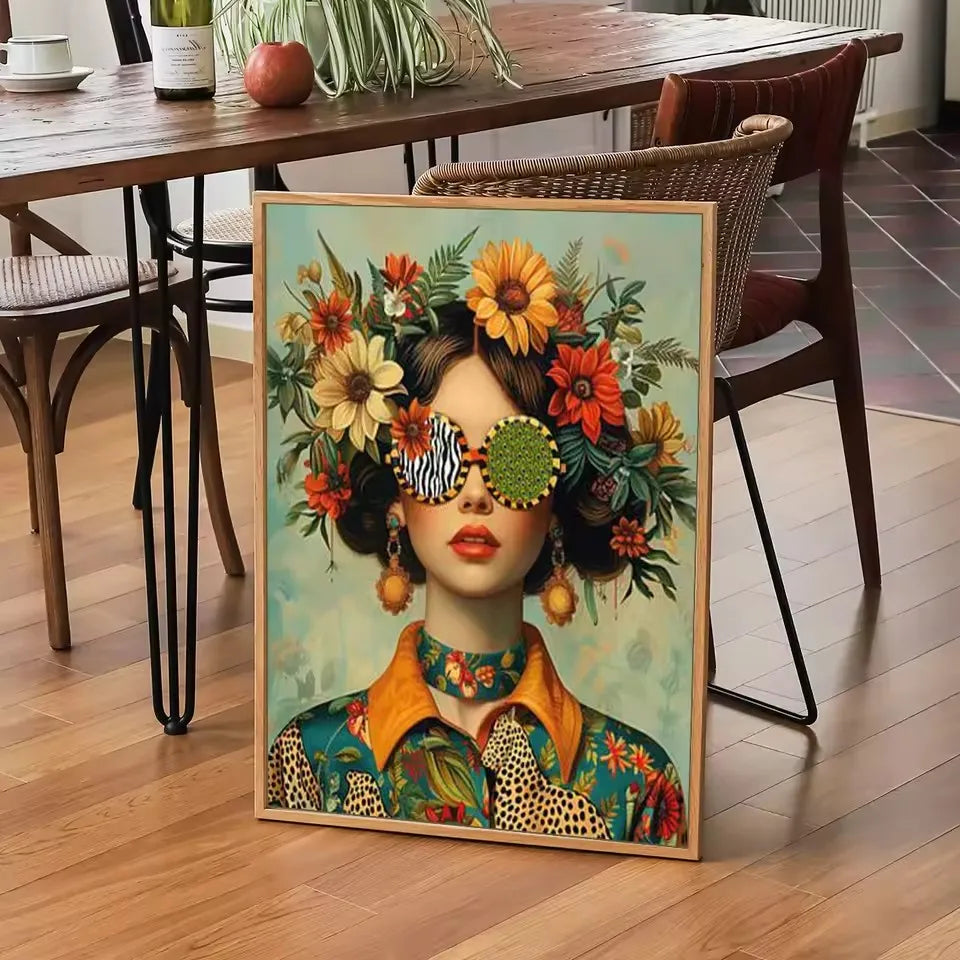 Boho Floral Woman Canvas