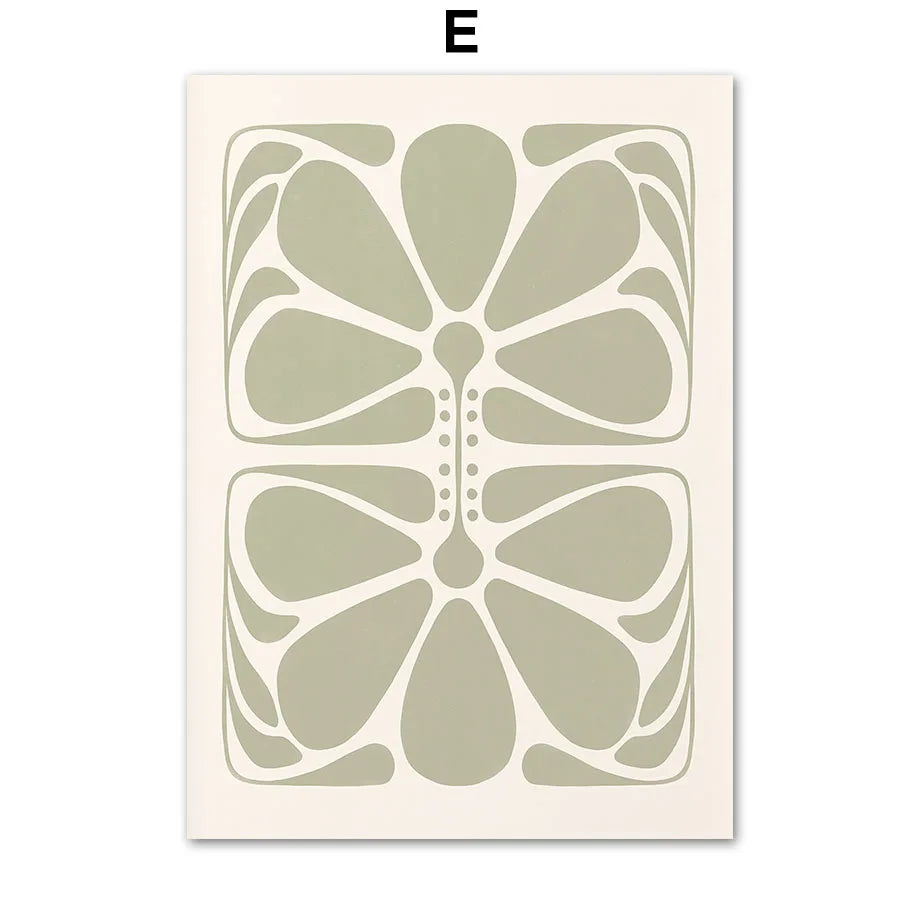 Boho Minimalist Wall Art Abstract Flower Color Block Canvas Painting Nordic Poster Print Picture Living Room Decorative Painting