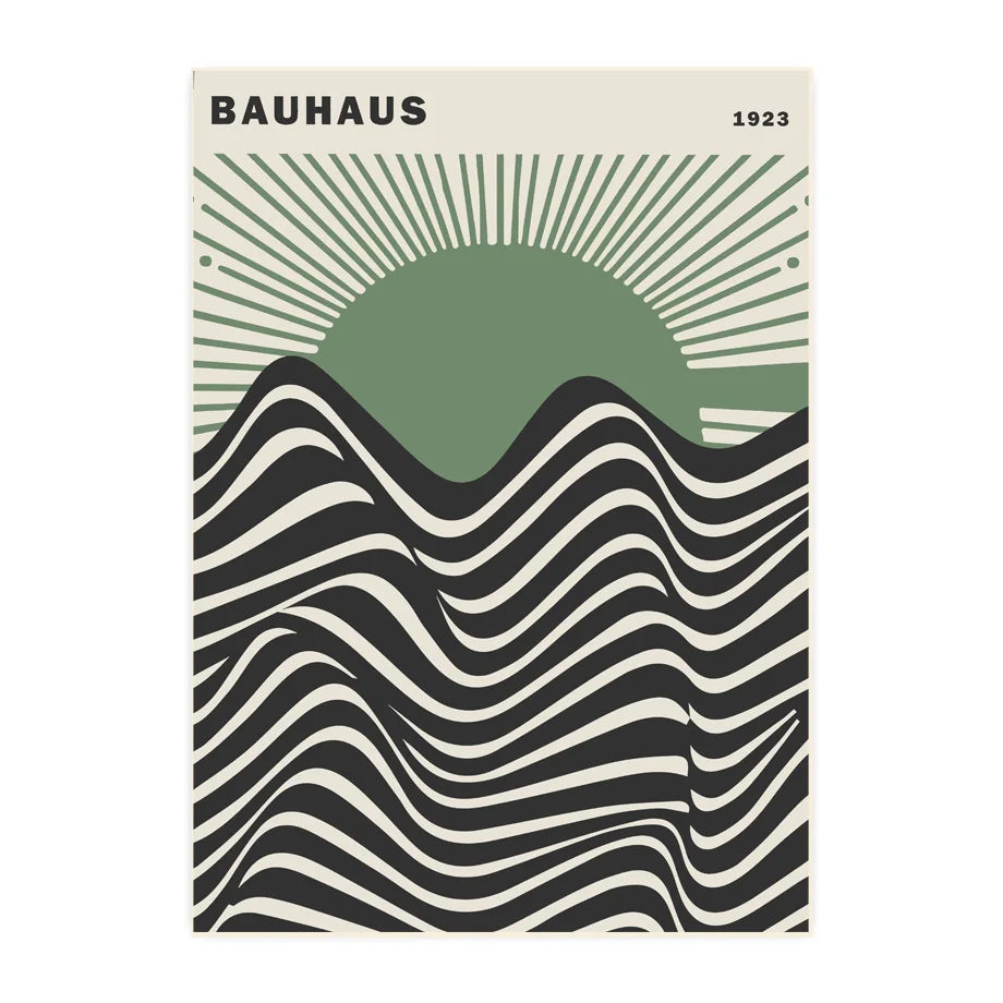 Bauhaus Green Color Block Lines Modern Abstract Poster Wall Art Canvas Painting Posters and Prints Picture for Living Room Decor