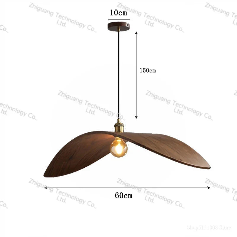 Modern Minimalist Retro Walnut Colored LED Chandelier Pendant Lamp Study Homestay Restaurant Atmosphere Lights