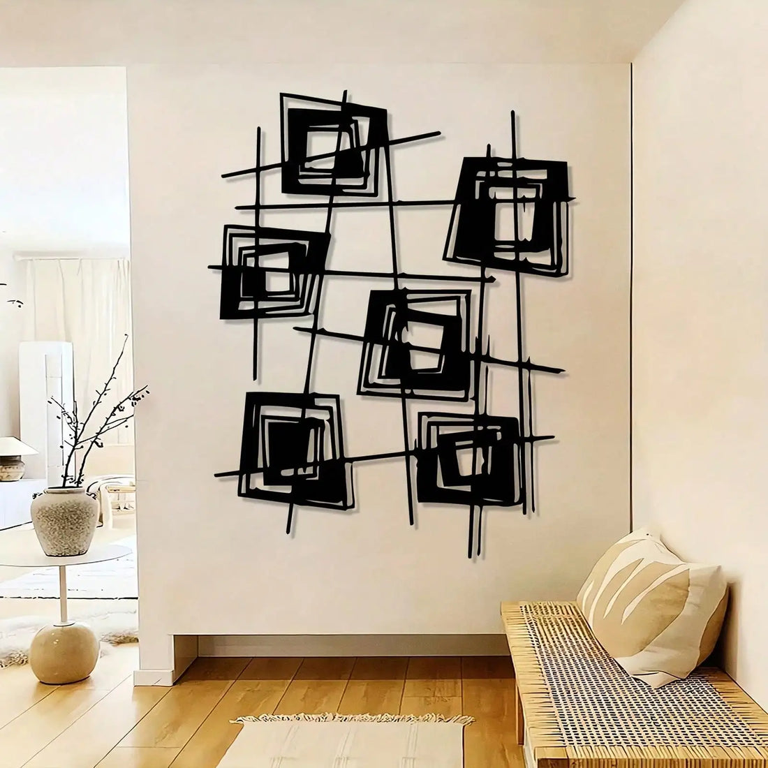 Minimal Geometric Iron Mural