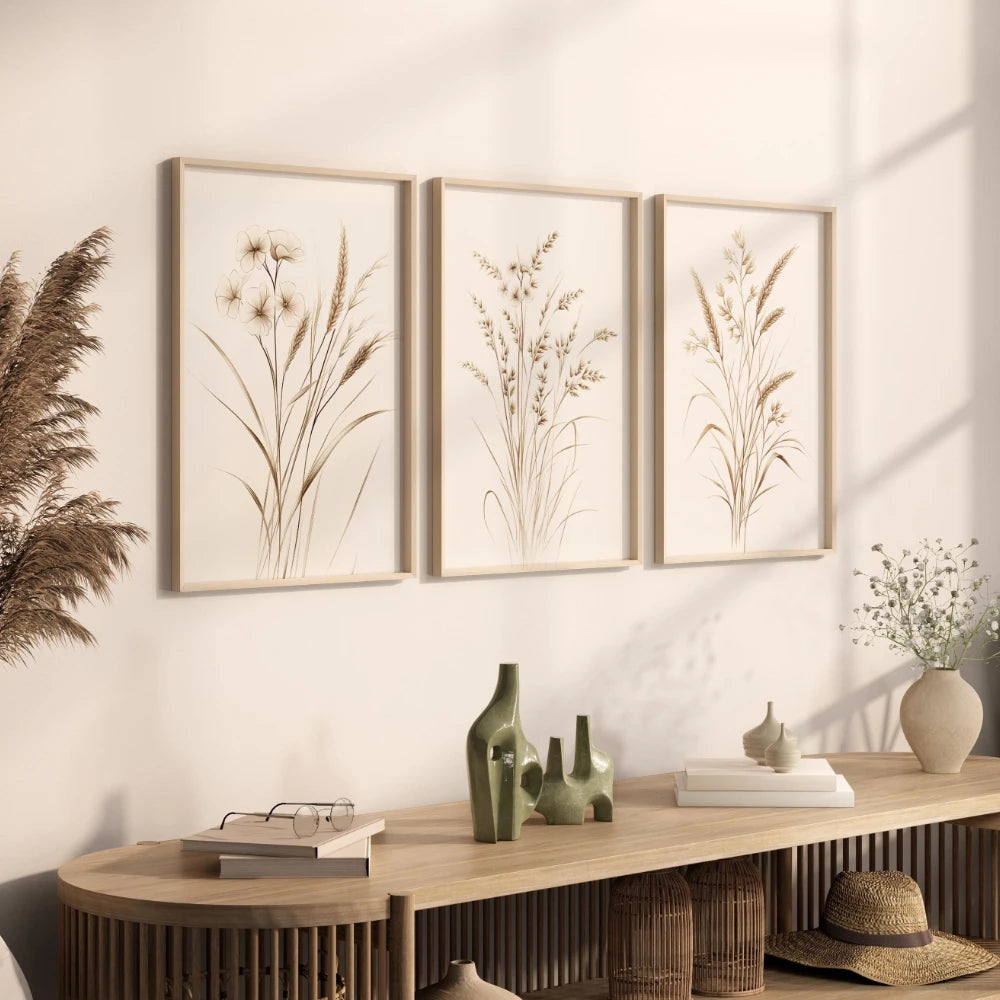 Beige Botanical Print Set