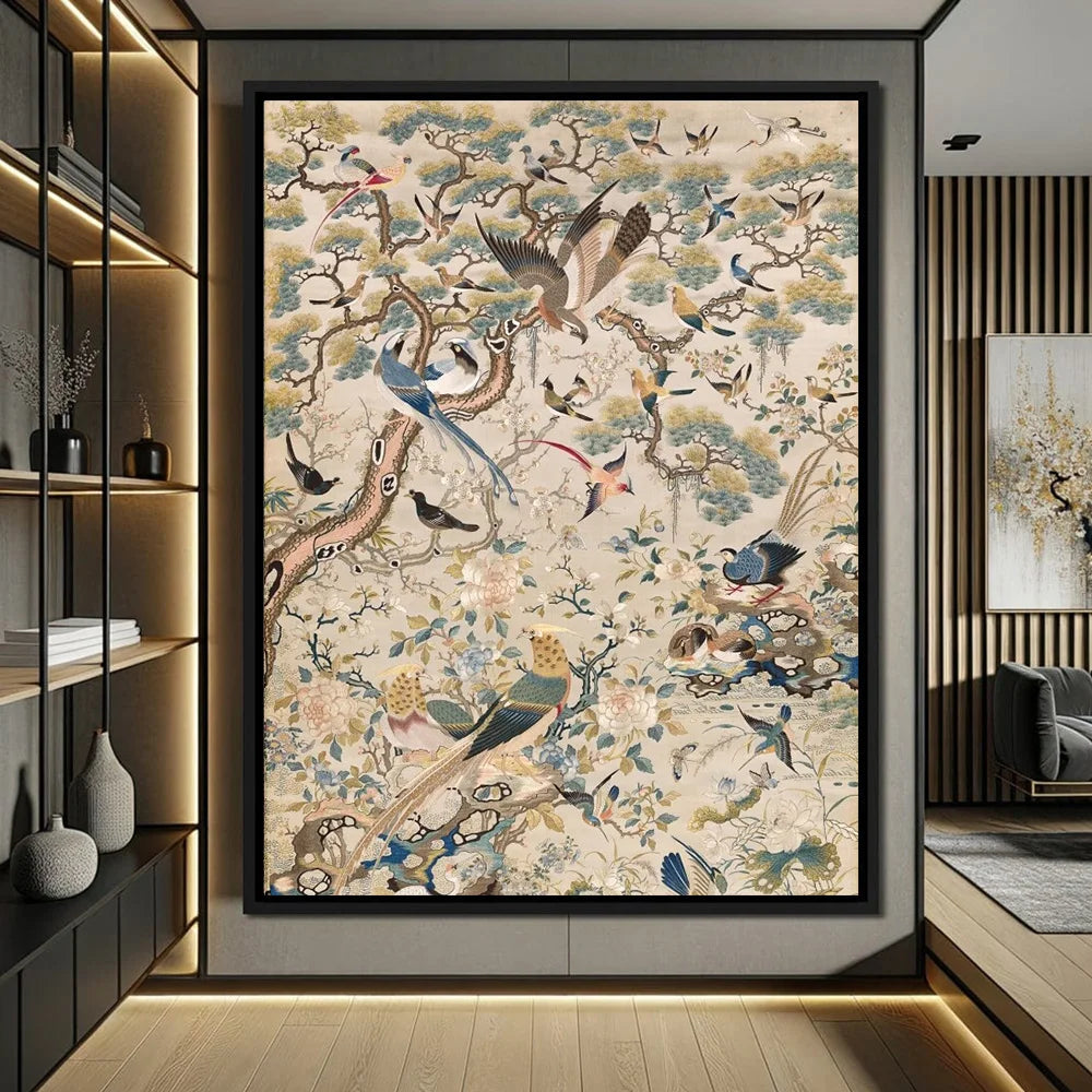 Medieval Bird Floral Print