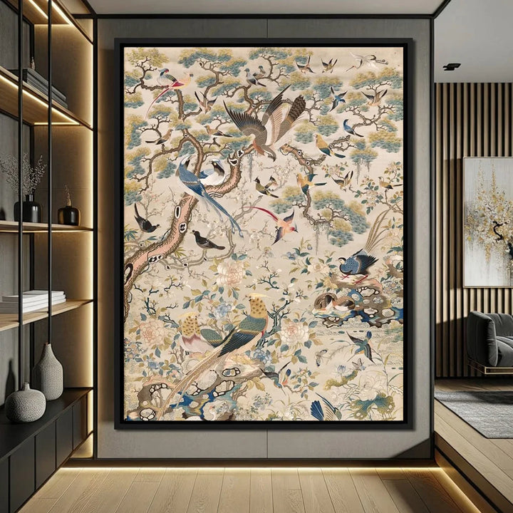 Medieval Bird Floral Print