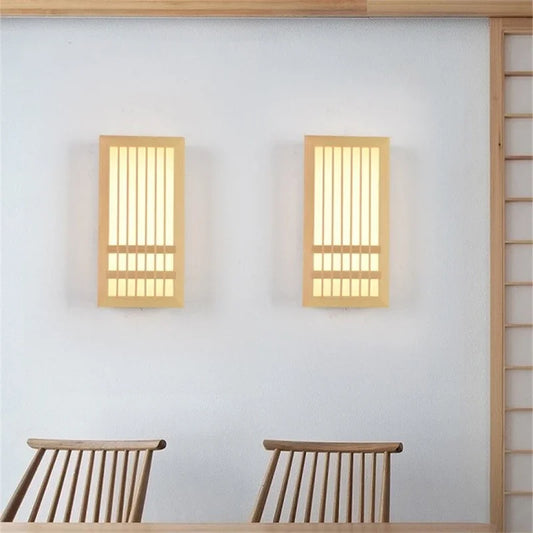 Japanese Wooden Wall Lamp