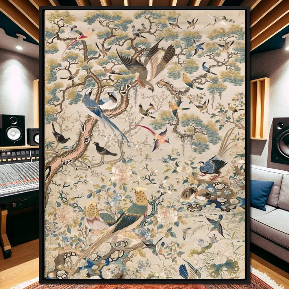 Medieval Bird Floral Print