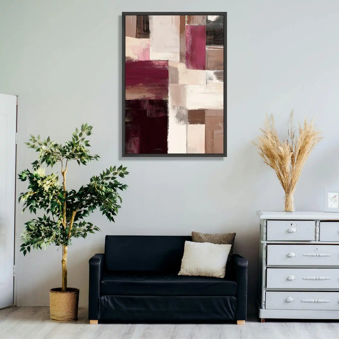 Burgundy Geometric Canvas Art