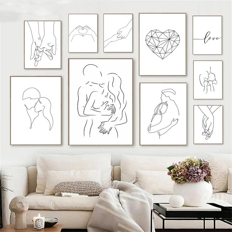 Couple Line Canvas Art