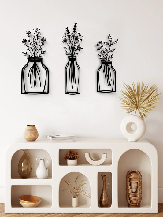 Black Floral Metal Art