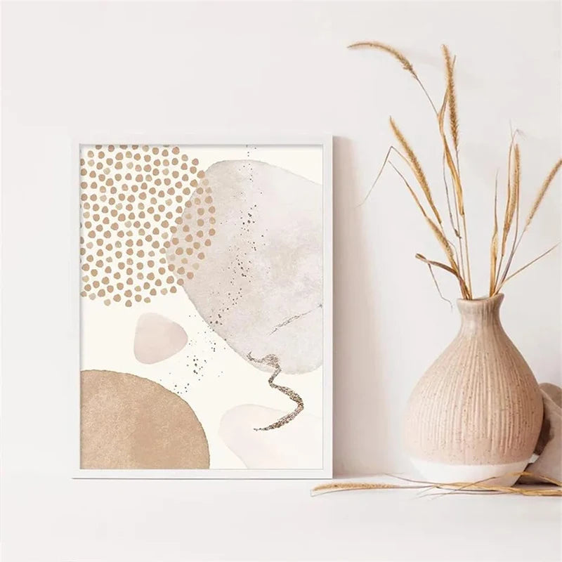 Beige Geometric Canvas Art