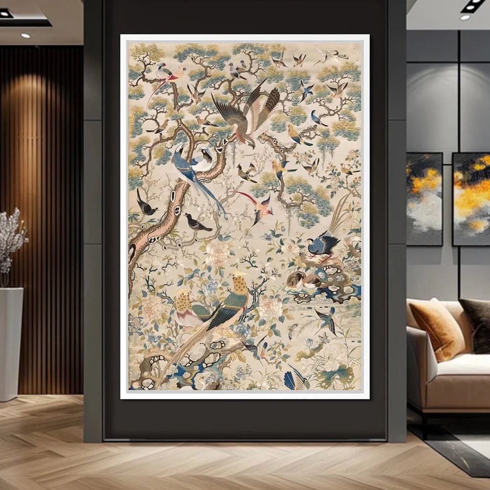 Medieval Bird Floral Print