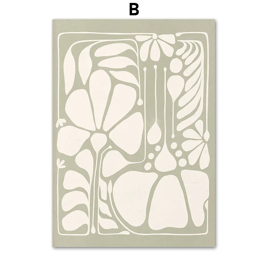 Boho Minimalist Wall Art Abstract Flower Color Block Canvas Painting Nordic Poster Print Picture Living Room Decorative Painting
