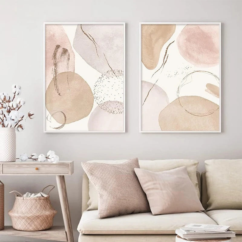 Beige Geometric Canvas Art