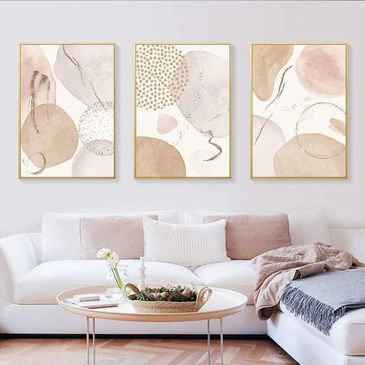 Beige Geometric Canvas Art